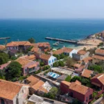 Senegal-Aerial view of Goree Island. GorÃ©e. Dakar, Senegal