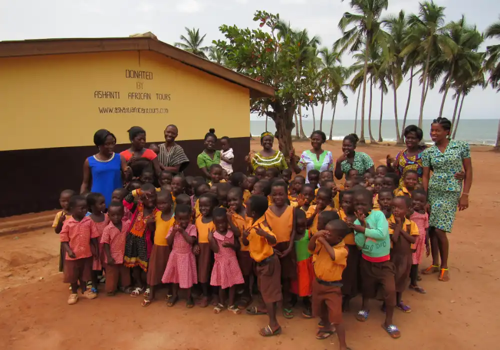 school children in Brenu Akyinim, Breku and Bonkro